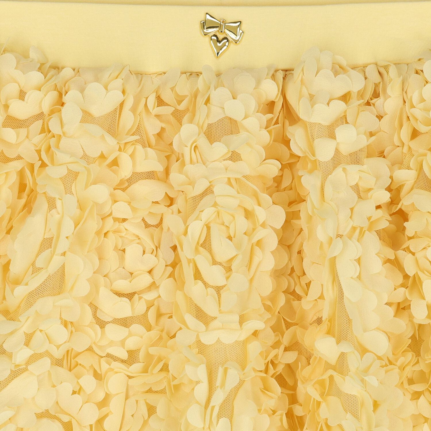 تنوره بنات من التول مزينه بالزهور باللون الاصفر , 1, hi-res