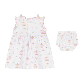 Baby Girls White & Pink Carousel Dress Set