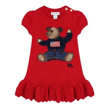 Baby Girls Red Logo Polo Bear Dress