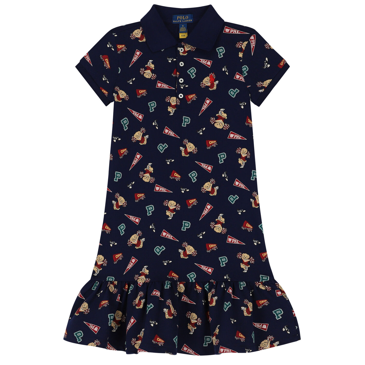 Girls Navy Blue Polo Dress, 1, hi-res