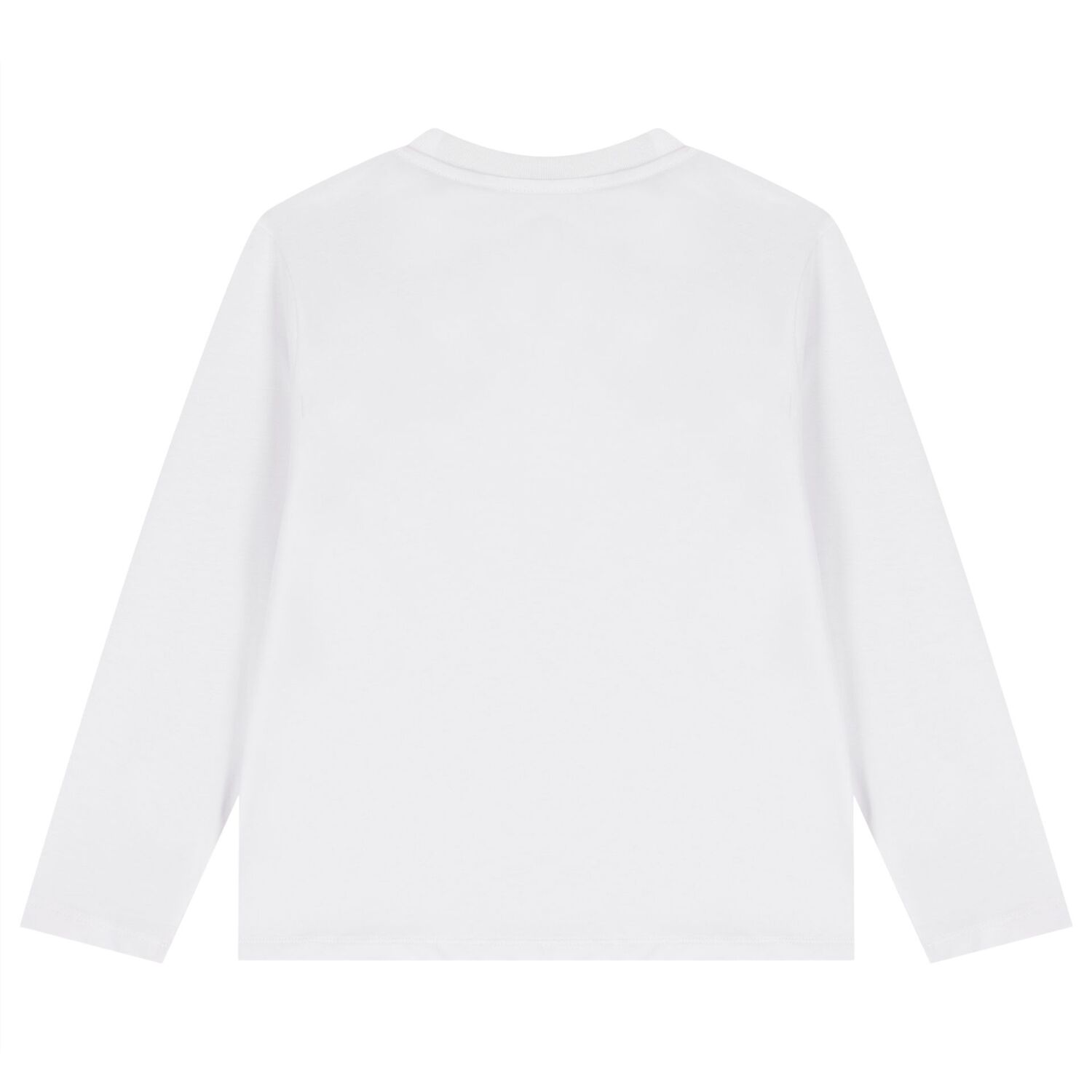 Boys White Logo Long Sleeve Top, 1, hi-res