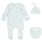 Baby Boys White & Blue Africa Babygrow Gift Set  , 1, hi-res
