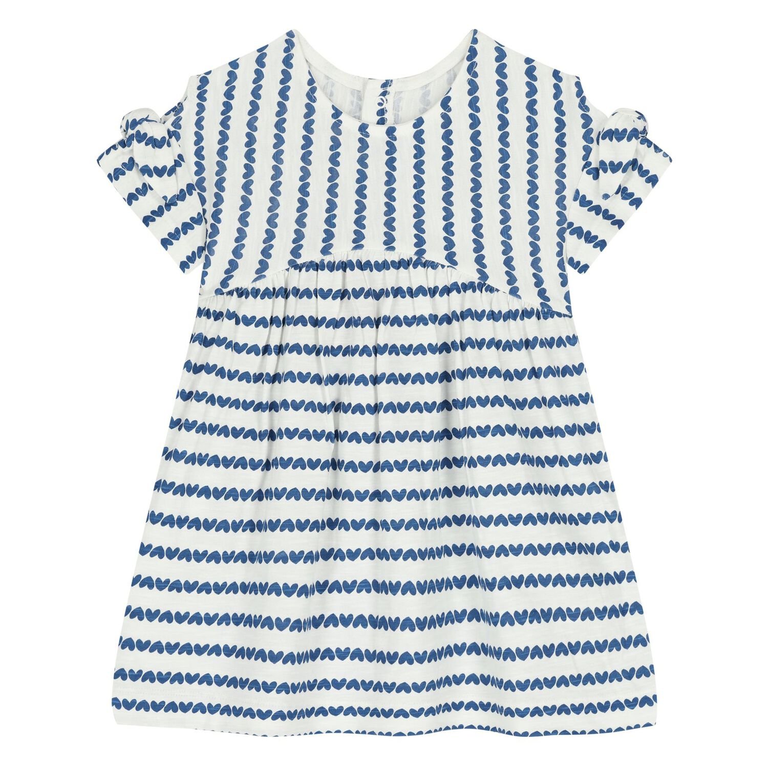 Younger Girls White & Blue Heart Dress & Bag Set, 1, hi-res