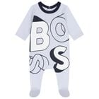 Baby Boys Blue Logo Babygrow, 1, hi-res