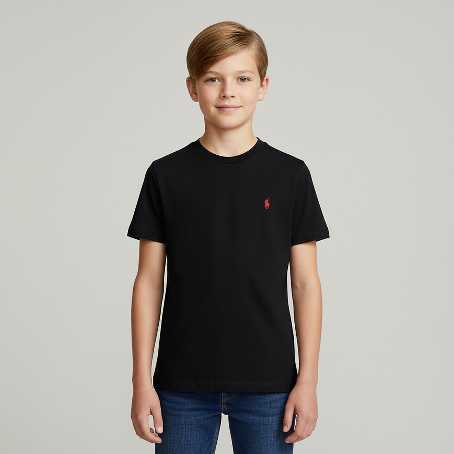 Boys Black Logo T-Shirt, 1, hi-res