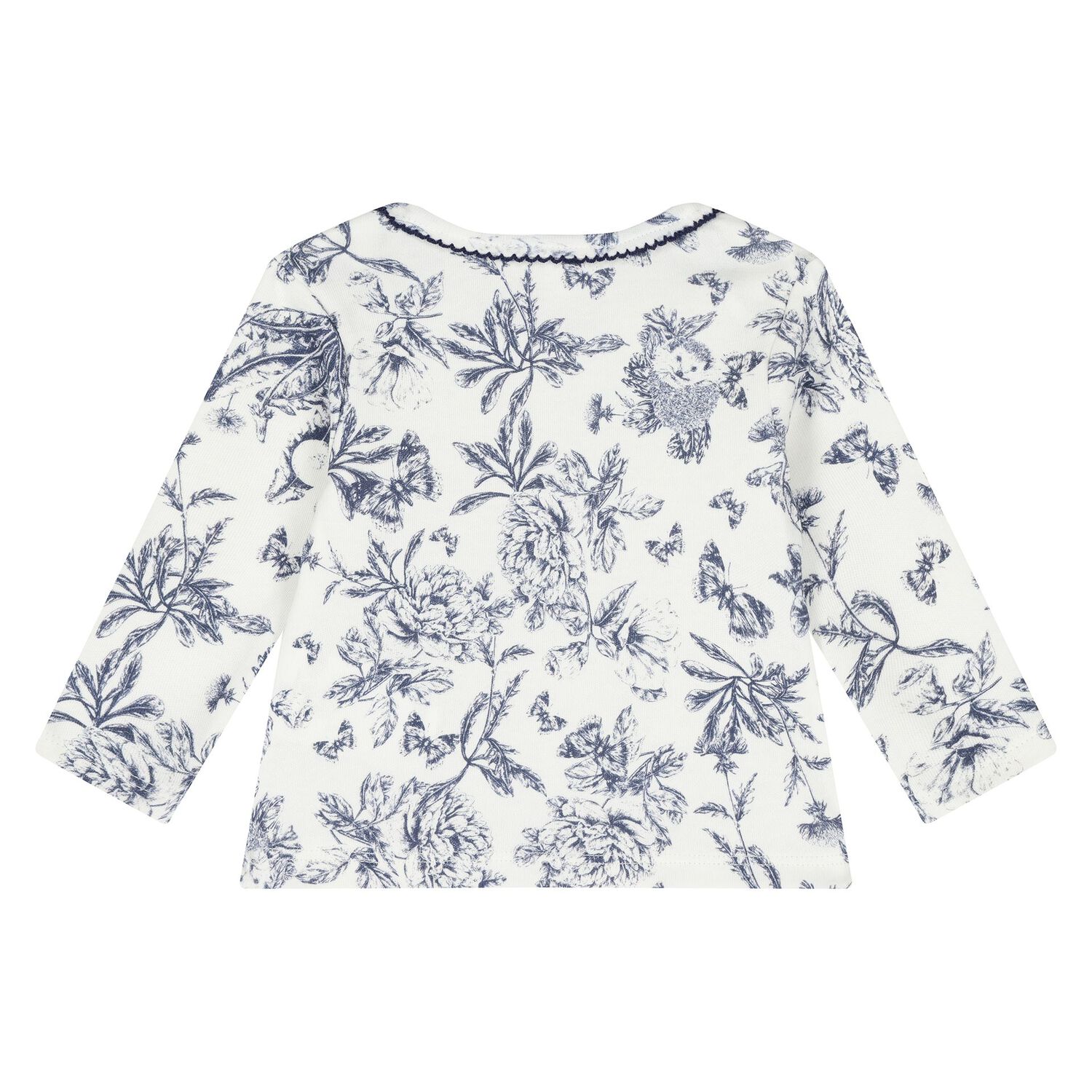 Navy Blue & White Toile De Jouy Cotton Baby Pyjamas, 1, hi-res image number null