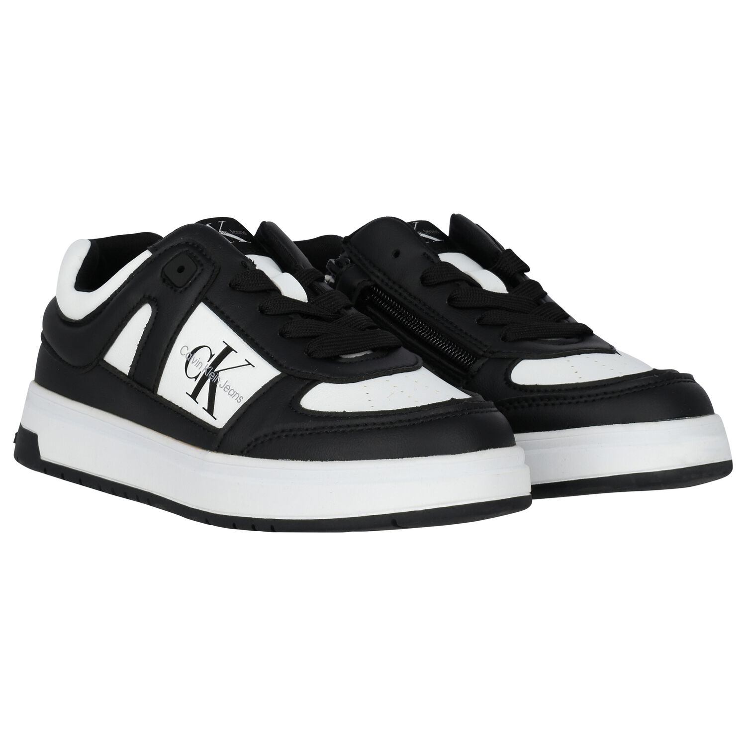 Boys White & Black Logo Trainers, 1, hi-res image number null