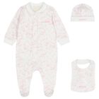 Baby Girls White & Pink Toile de Jouy Babygrow Gift Set, 1, hi-res