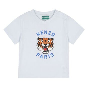 Younger Boys Blue Tiger Logo T-Shirt