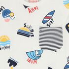 Boys Ivory Striped Pocket T-Shirt, 1, hi-res