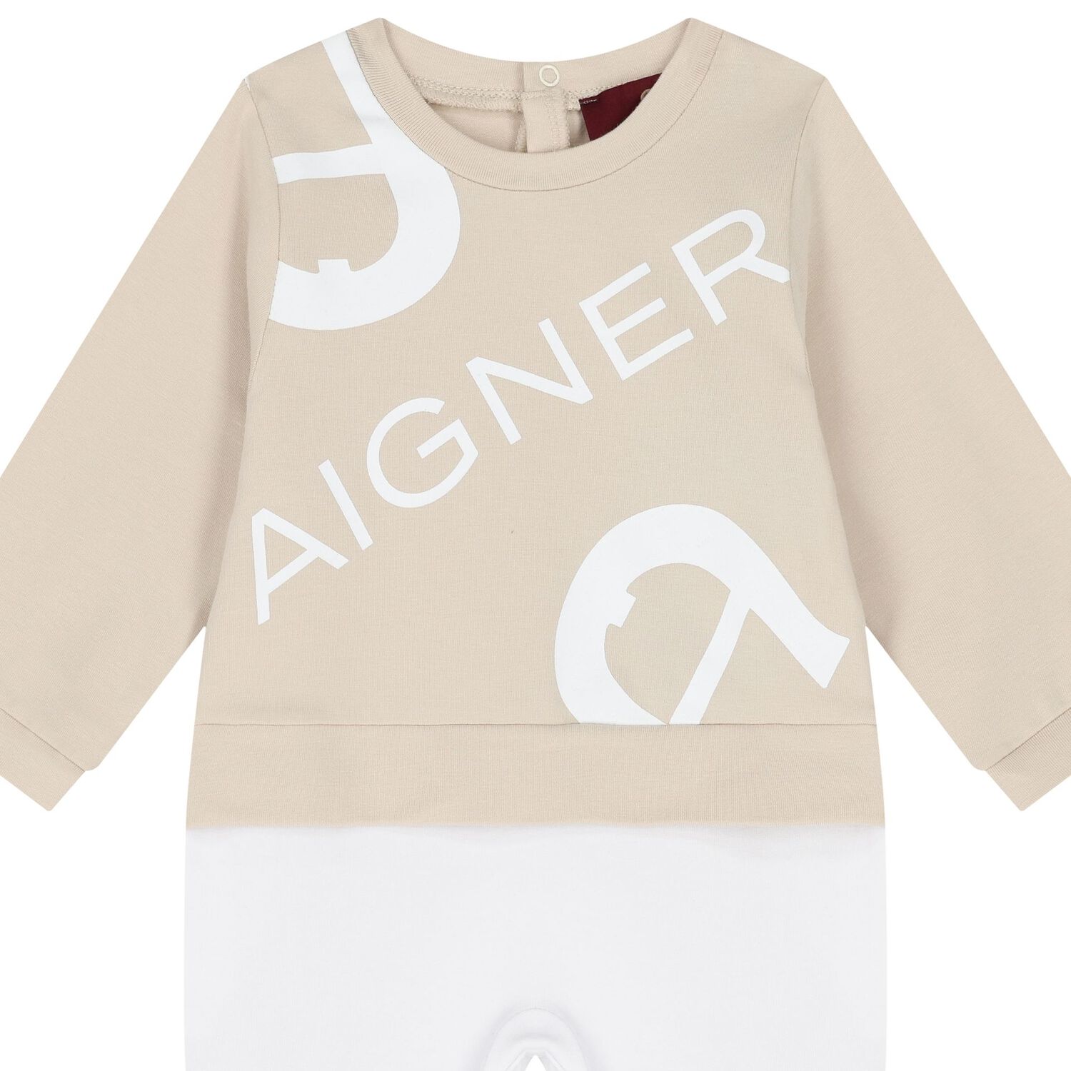 Beige & White Logo Babygrow, Hat & Bib Gift Set, 1, hi-res