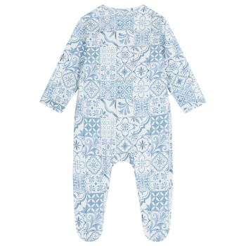 Baby Boys Blue & White Babygrow