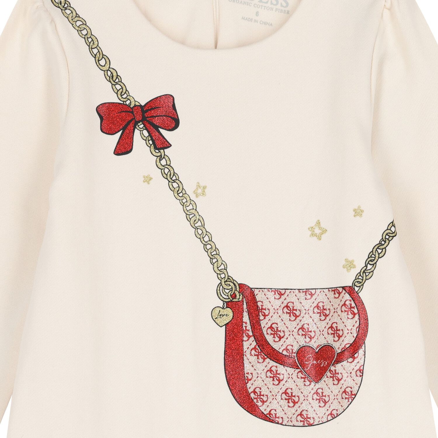 فستان حقيبة باللون العاجي للبنات, 1, hi-res