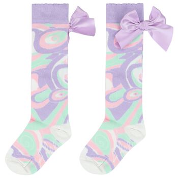 Girls Aqua & Purple Abstract Socks