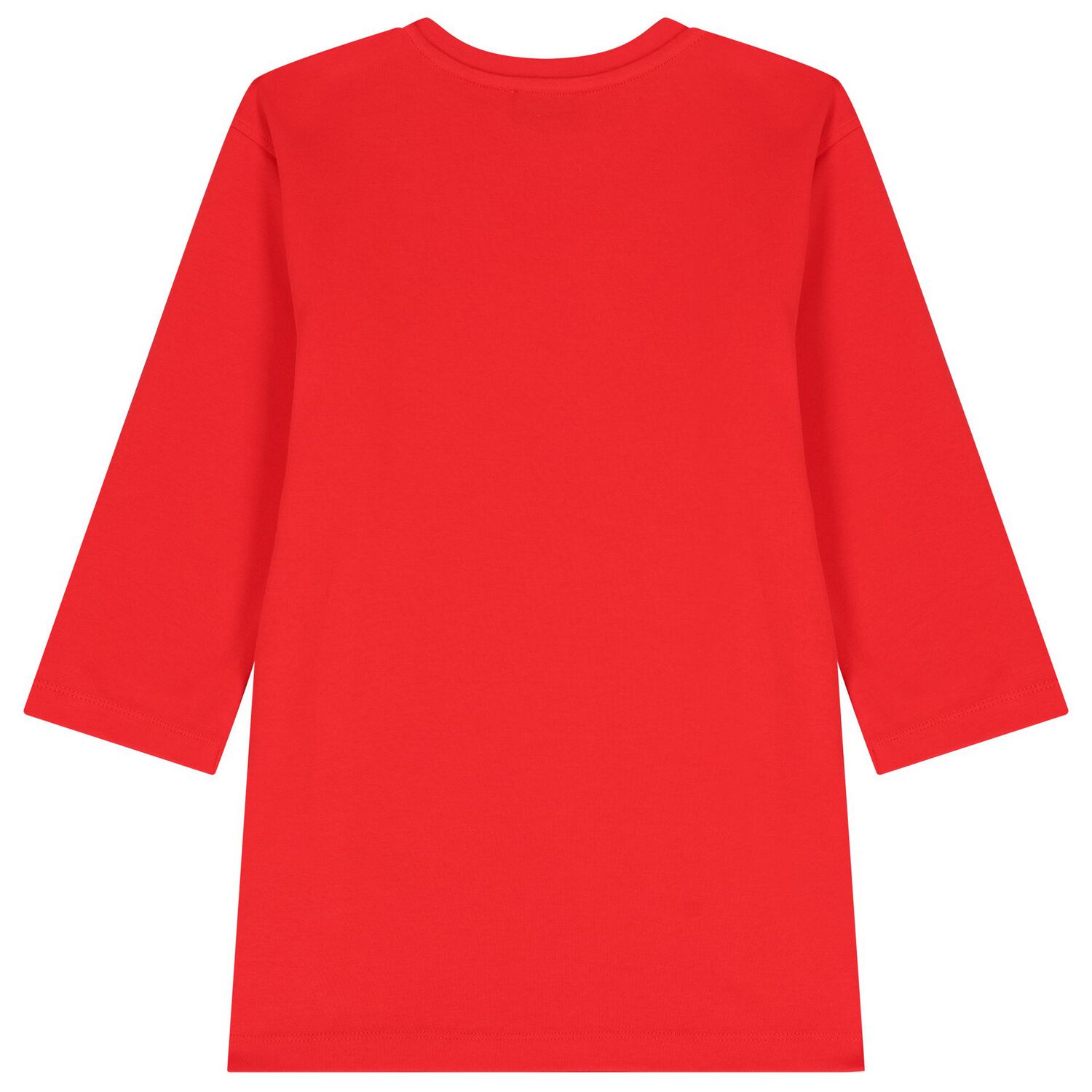 Girls Red Teddy Bear Logo Dress, 1, hi-res