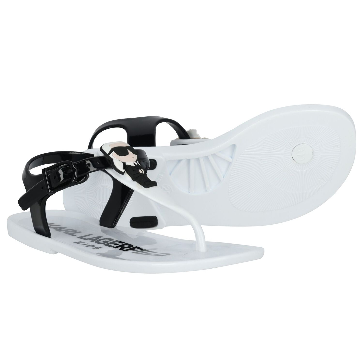 Girls White Karl & Choupette Jelly Sandals, 2, hi-res