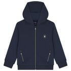 Boys Navy Blue Zip Up Top, 1, hi-res