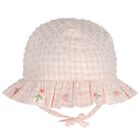 Baby Girls Pink Floral Gingham Hat, 1, hi-res