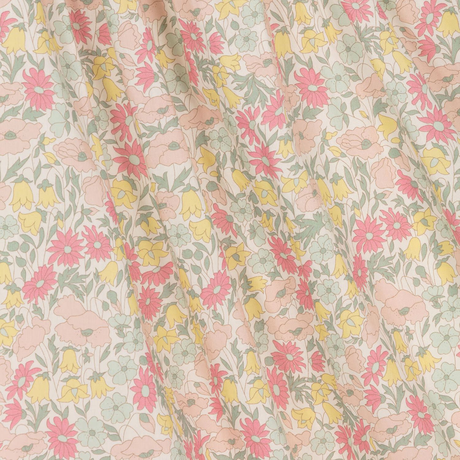 Girls Pink & Yellow Floral Liberty Print Dress, 1, hi-res