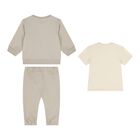 Baby Boys Beige & Ivory 3-Piece Tracksuit Gift Set, 3, hi-res