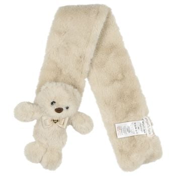 Girls Beige Faux Fur Ted Scarf 