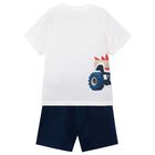 Boys White & Navy Blue Shorts Set, 3, hi-res