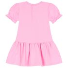 Younger Girls Pink Teddy Bear Logo Dress, 2, hi-res