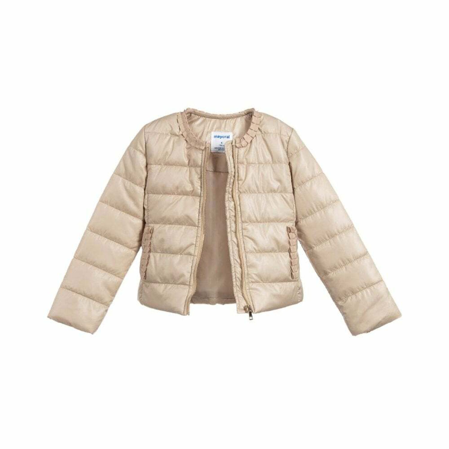 Girls Gold Puffer Jacket, 1, hi-res