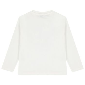 Boys White Robot Long Sleeve Top