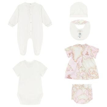 Baby Girls Pink & Ivory Geo Map Babygrow Gift Set