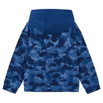 Boys Blue Camouflage Hooded Top