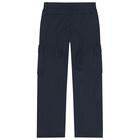 Boys Navy Blue Logo Trousers, 1, hi-res