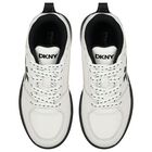 White & Black Leather Logo Trainers, 1, hi-res