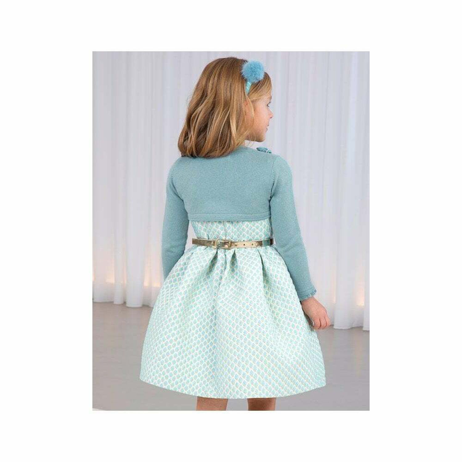 Girls Aqua Bolero Cardigan, 1, hi-res