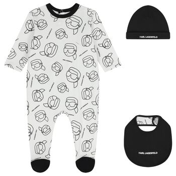 Baby Boys White & Black Ikonik Babygrow Gift Set