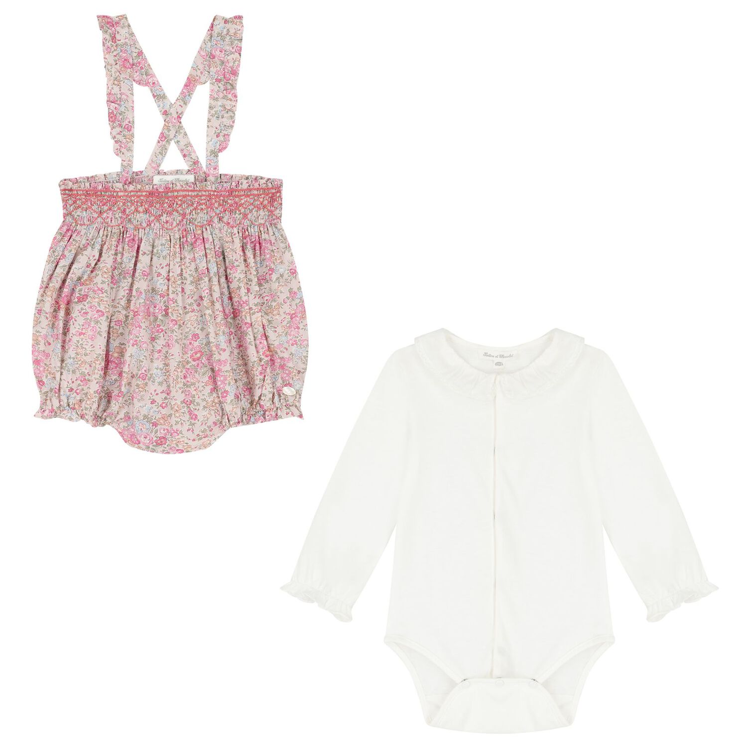 Baby Girls White & Pink Shorts Set, 1, hi-res