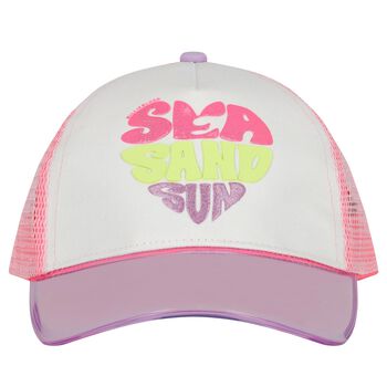 Girls White & Pink Logo Cap