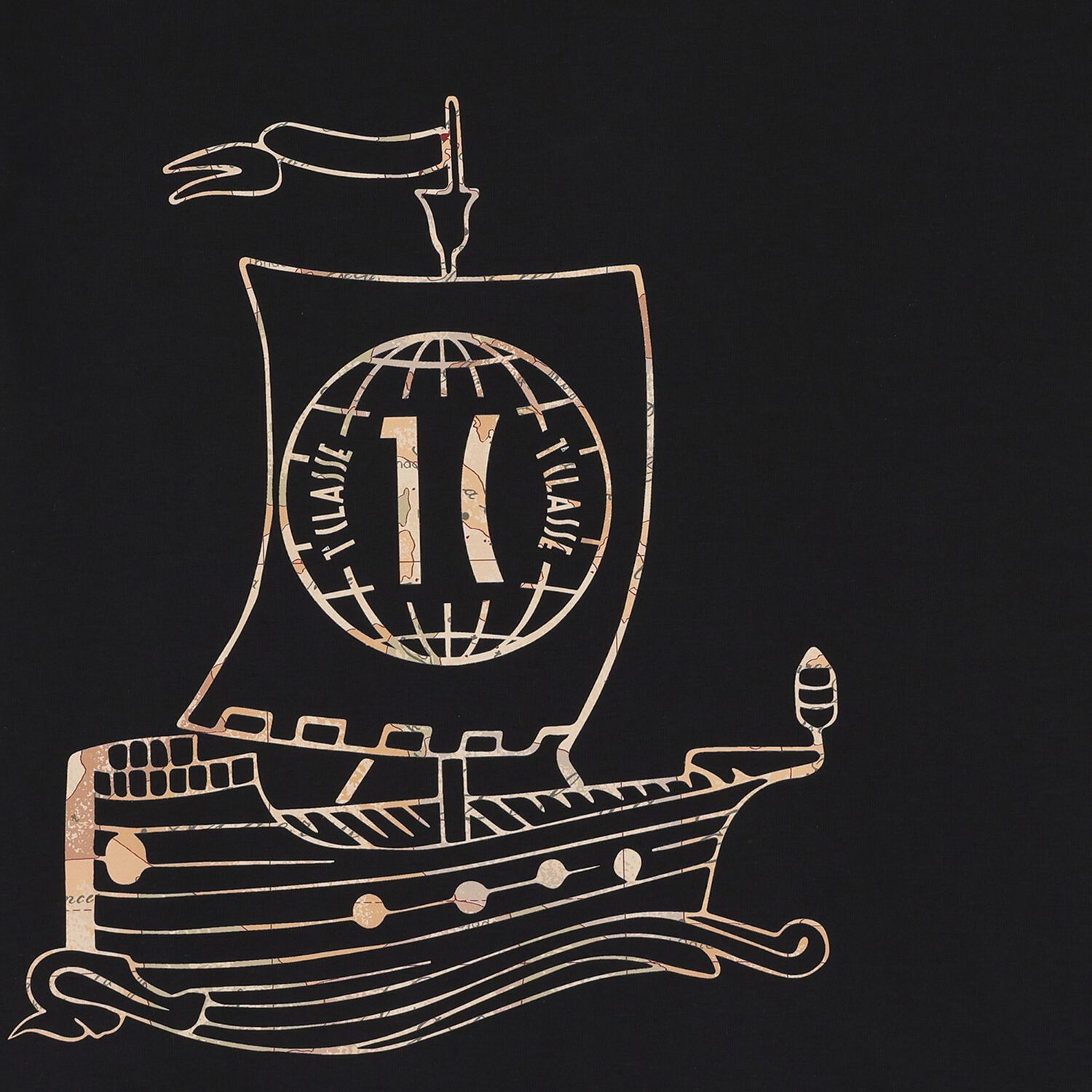 Boys Black & Beige Geo Map Shorts Set, 1, hi-res