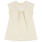 Younger Girls Beige Logo Dress, 1, hi-res