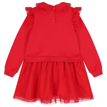 Girls Red Ruffle Tulle Dress