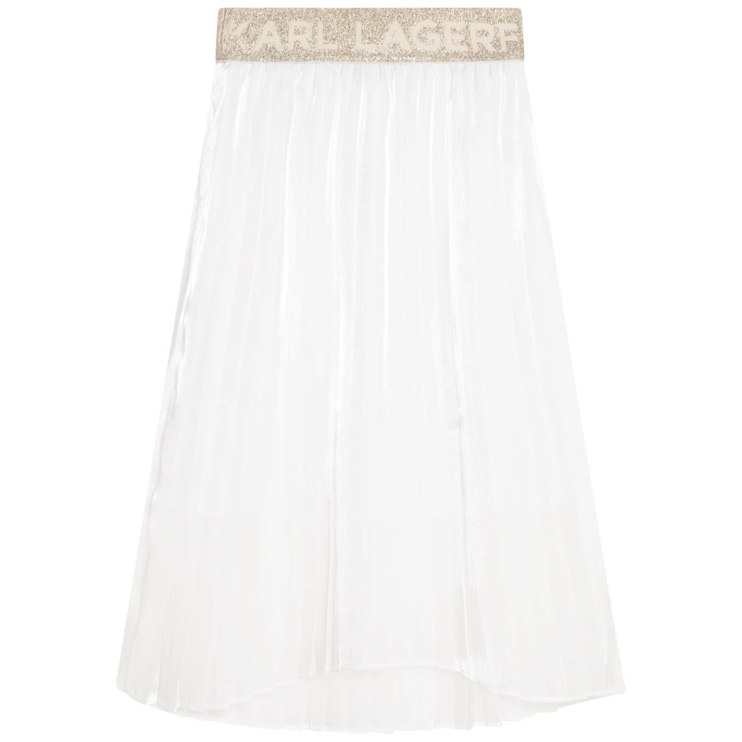 تنورة بطيات بالشعار باللون الأبيض, 1, hi-res