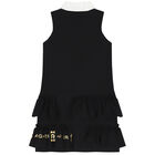 Girls Black Logo Dress, 1, hi-res