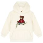 Ivory Teddy Bear Logo Sherpa Hooded Top, 1, hi-res