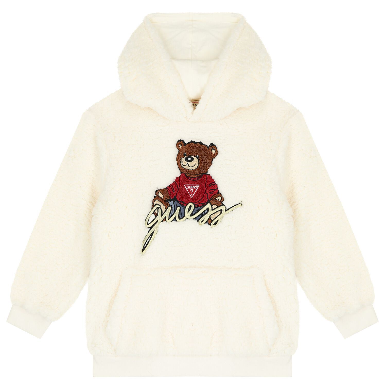 Ivory Teddy Bear Logo Sherpa Hooded Top, 1, hi-res image number null