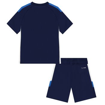 Boys Navy Blue Logo Shorts Set
