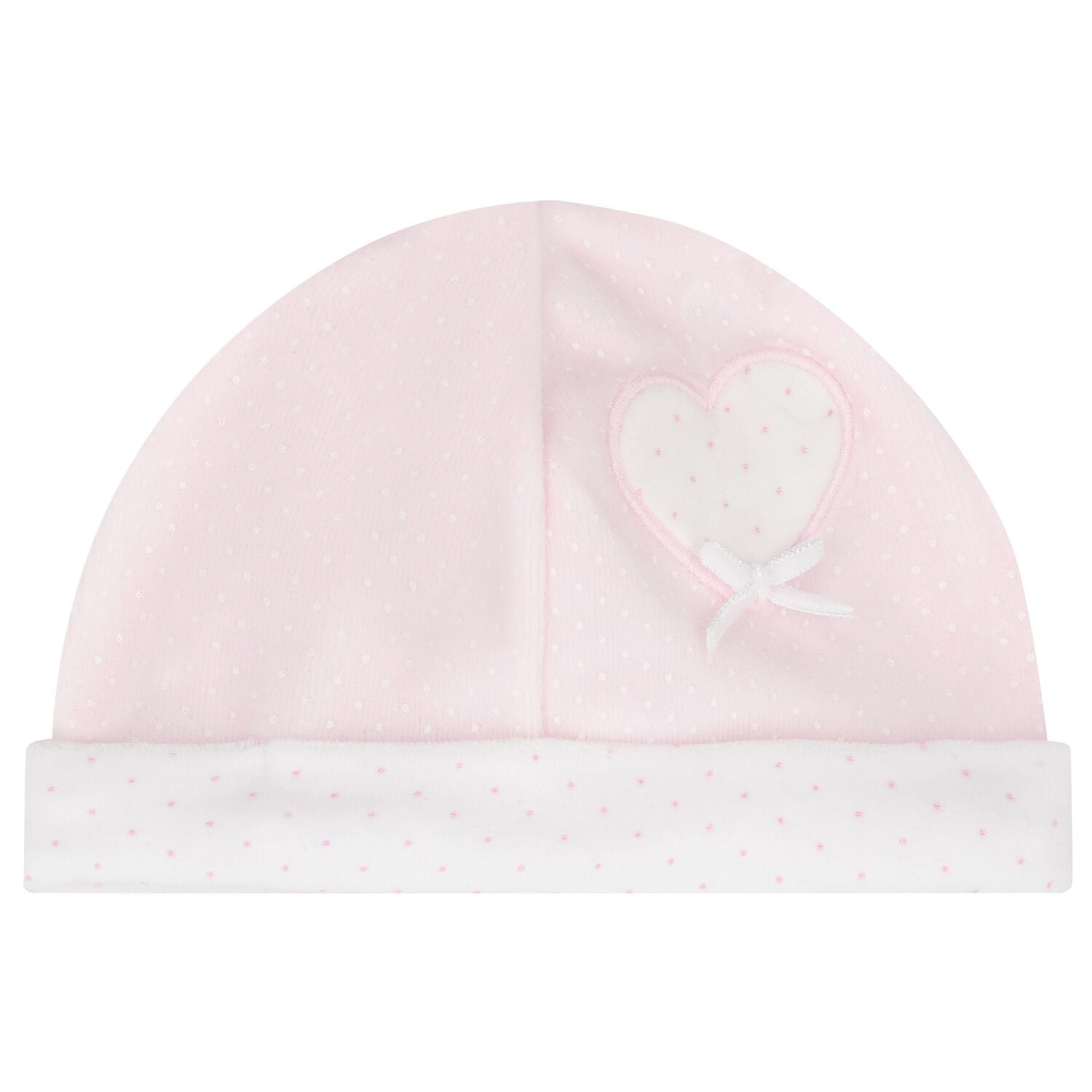Baby Girls Pink Heart & Polka Dot Hat, 1, hi-res