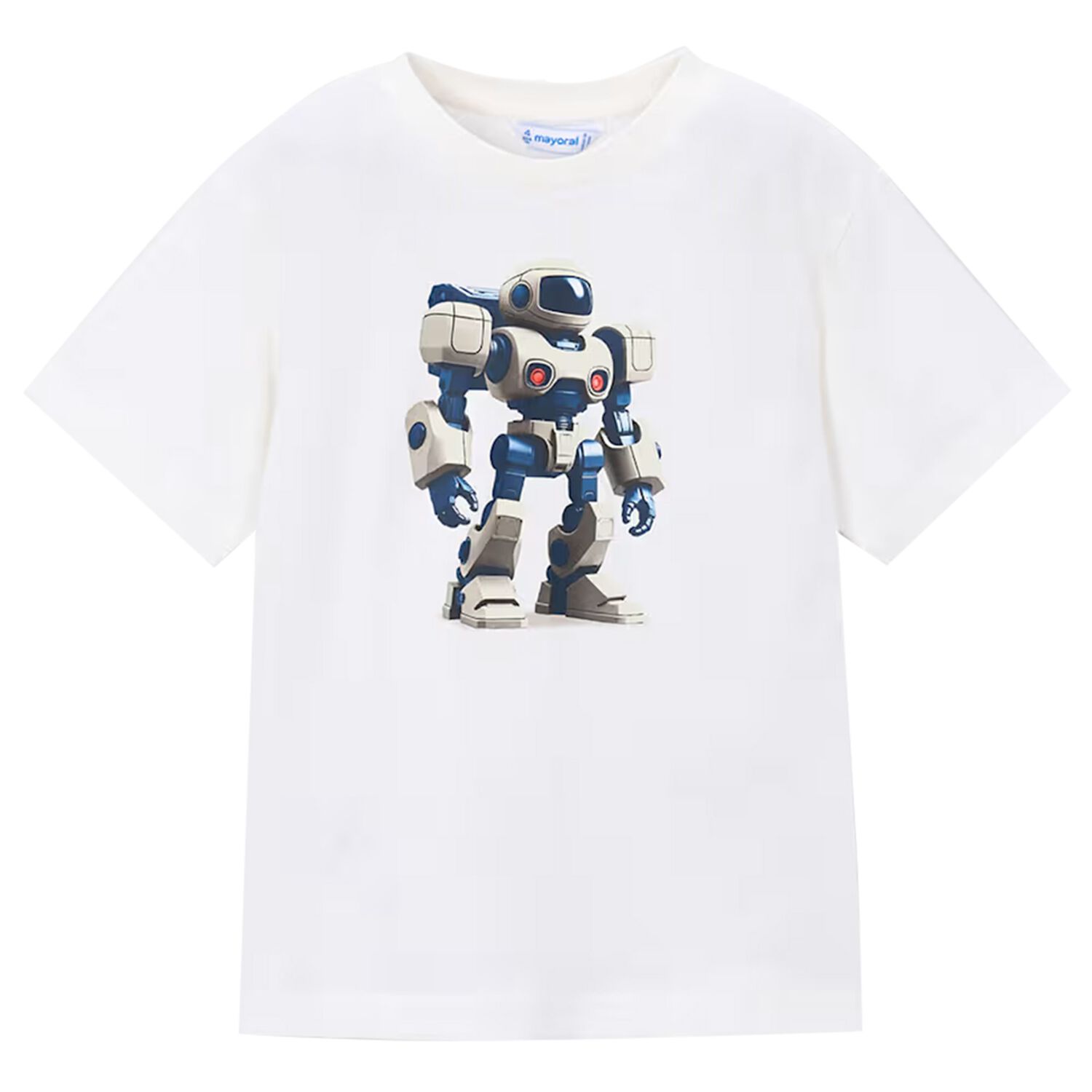 Boys White Robot T-Shirt, 3, hi-res