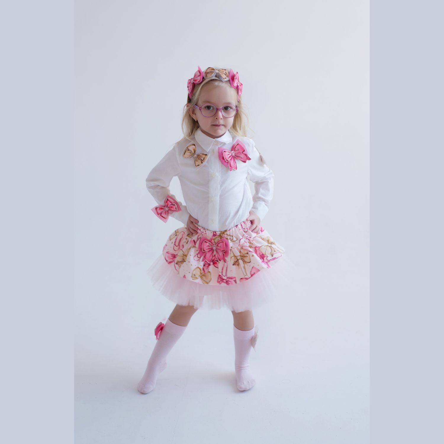 Girls Pink Bow Skirt, 1, hi-res image number null