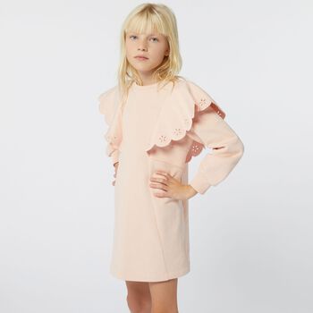 Girls Pink Logo Flower Dress
