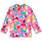 بلوزة بالشعار باللون الوردي للبنات, 1, hi-res